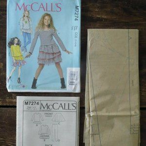 New MCCALLS Sew Zoey Pattern M7274 Girls Tops Dress Skirt Leggings US Size 3-6
